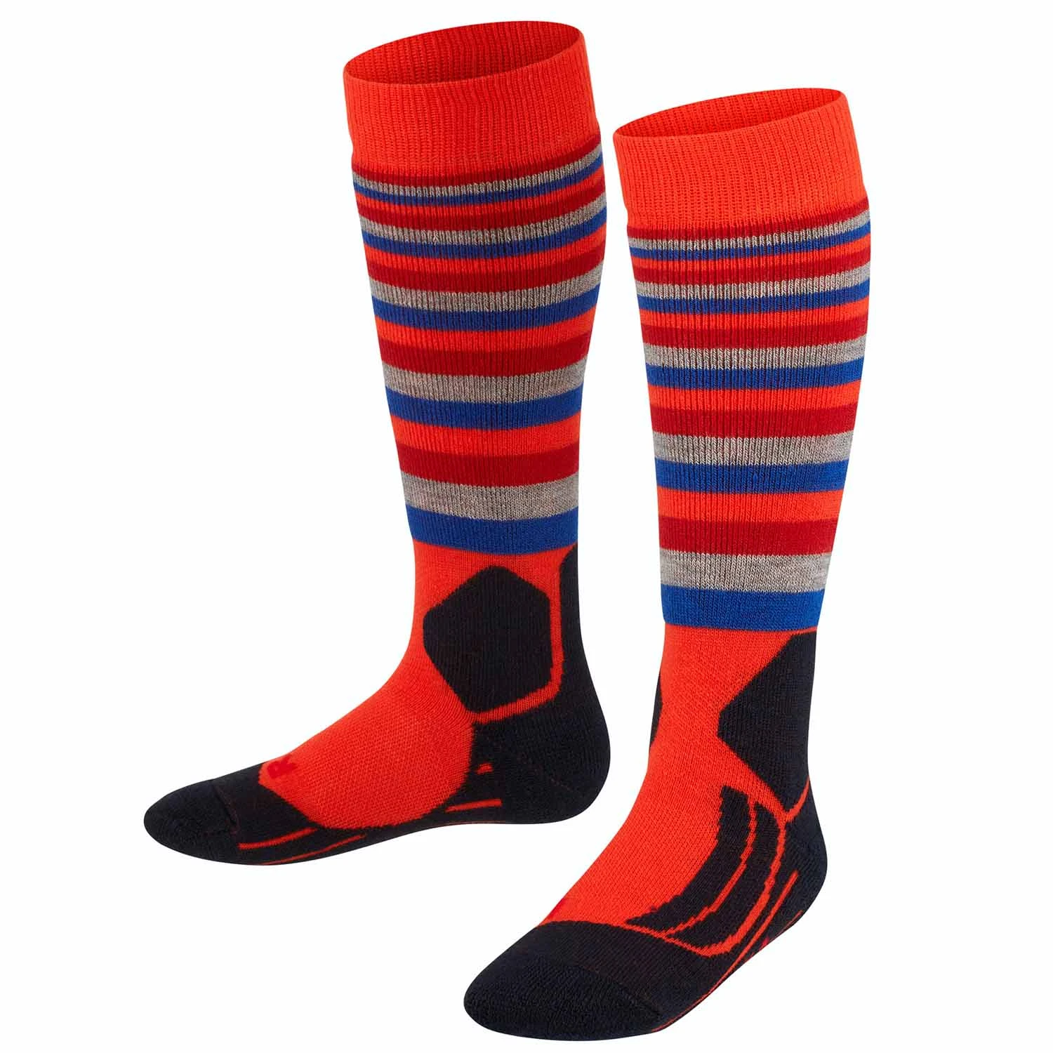 Falke SK2 Stripes Kids Ski Socks Samba Orange 1 Falke SK2 Stripes Kids Ski Socks Samba Orange